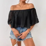 Off Shoulder Black Shirt Womens Fashion Elegant Design Versatile Style Perfect for Parties or Ca