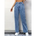 High Waisted Wide Leg Jeans Loose Fit Slimming Design Casual Style Perfect for Everyday Wear Who