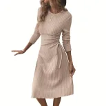 Casual Womens Dress Fashionable Slim Fit Versatile Mid Length Spring Summer Collection Wholesale