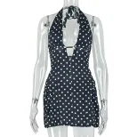 A Line Dress Slimming Floral Print Deep V Neck Casual Halter Waist Defined Perfect for Summer Ou