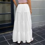 White Ruffled Drawstring Maxi Skirt Sweet Style Flowy Design Summer Wear Wholesale Womens Fashio