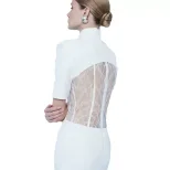 Lace Panel Sheer Bodycon Dress Elegant Solid Color Trendy Style Perfect for Parties Wholesale Av