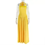 A Line Dress Waist Defining Slim Fit Pleated Solid Color Elegant Evening Wear for Parties OEM Av
