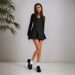 Elegant Womens Solid Color Dress Slim Fit Waist Defining Fashionable Spring Summer Occasion Whol
