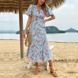 Elegant Summer Beach Dress for Women European Style Lace Up Design Lightweight Fabric Perfect fo