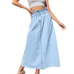 High Waisted A Line Denim Skirt Flattering Fit Stylish Design Versatile for Casual or Dressy Occ