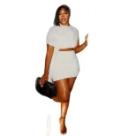 Asymmetrical Ruched Sleeveless Dress Solid Color Elegant Fit Comfortable Fabric Casual Outing We