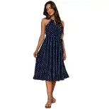 Summer Fashion Womens Polka Dot Halter Neck Dress Stylish Comfortable Versatile Perfect for Casu