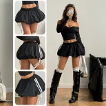 Puff Skirt Striped Color Block Slim Fit Sweet and Spicy Style Spring Summer Fashion Wholesale Av