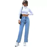 High Waisted Straight Leg Jeans for Women Trendy Style Versatile Design Comfortable Fit Wholesal