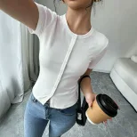 Casual Womens T Shirt Slim Fit Cropped Short Sleeve Lightweight Fabric Summer Wear for Everyday