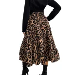 Leopard Print A Line Midi Skirt Slim Fit Elegant Style Womens Fashion Perfect for Casual or Offi
