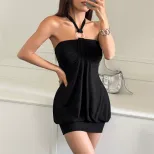 Womens Halter Neck Dress High Waist Slim Fit Elegant Style Perfect for Beach Vacations Wholesale