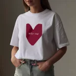 Womens Summer Heart Print T Shirt Casual Loose Fit Round Neck Short Sleeve 100 Cotton Versatile