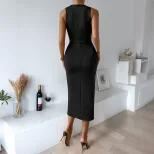 Sleeveless Lace Bodycon Dress Elegant Fit Flowy Design High Quality Fabric Evening Wedding Forma