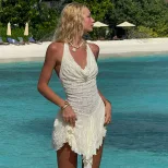 Summer Sexy Backless Lace Dress Slim Fit Halter Neck Elegant Style Perfect for Parties and Night