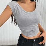 Womens Slim Fit Short Sleeve T Shirt Minimalist Design Versatile Summer Style Comfortable Fabric