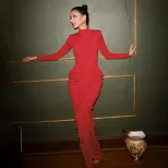 Fashionable Womens Long Sleeve Bodycon Dress Pleated Design Sexy Open Back Slim Fit Perfect for