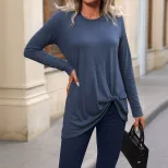 Casual Womens Long Sleeve T Shirt Solid Color Versatile Comfortable Fabric Spring Summer Office