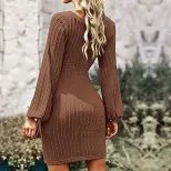 Elegant Womens Dress Spring Summer Slim Fit Waist Tie Bodycon Style Perfect for Casual or Formal