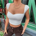 Slim Fit Square Neck Sleeveless T Shirt Trendy Design Short Length Soft Fabric Casual Wear for W