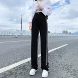 跨境渐变直筒牛仔裤女2023春秋新款韩版学生高腰宽松拖地阔腿长裤