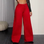 High Waisted Loose Fit Denim Trousers Casual Style Comfortable Fabric Versatile for Everyday Wea