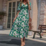 Summer Floral Midi Dress for Women Slim Fit Elegant Style Comfortable Fabric Perfect for Casual