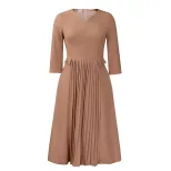 Plus Size Womens Dress Solid Color Fashionable Pleated Three Quarter Sleeve Suitable for Casual Occasions Wholesale