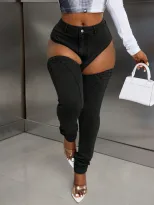 High Stretch Sexy Casual Hollow Out Womens Jeans Unique Design Trendy Style Comfortable Fit Whol