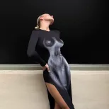 3D Body Print Long Sleeve Bodycon Dress Stylish Slim Fit Spring Fashion Perfect for Parties and