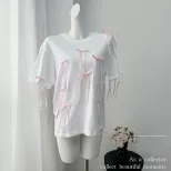 Womens Summer Loose Fit Short Sleeve T Shirt Bohemian Fringe Design 100 Cotton Casual Style Whol