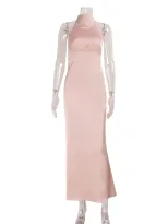 Elegant Womens Long Dress Fashionable Slim Fit Halter Neck Waist Cinching Bodycon Style Perfect
