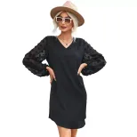 Black Long Sleeve Loose Dress Elegant Autumn Style Inspired by Hepburn Wholesale Available fast