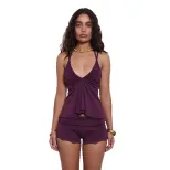 Summer Womens Crop Top Sexy V Neck Halter Neck Solid Color Casual Wear for Parties or Outings Wh