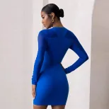 Elegant Womens Bodycon Dress Sheer Mesh Panel Long Sleeve Slim Fit Fashionable Perfect for Parti