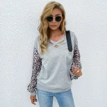 Leopard Print Long Sleeve T Shirt Mid Length Casual Style Comfortable Fabric Perfect for Spring