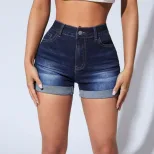 Womens Stretch Denim Shorts Casual Fit High Waist Versatile Style Ready to Ship Low MOQ wholesal