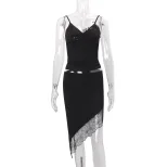 Womens Spring Set Sexy Solid Color Cami Top with Irregular Hem Skirt Stylish Casual Wear Wholesa