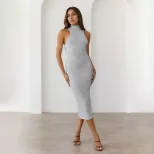 Elegant Bodycon Dress Solid Color Slim Fit Mid Length Spring Summer Fashion for Women Wholesale