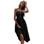 Summer Womens Casual Dress Slim Fit Solid Color Cotton Linen Blend Spaghetti Straps Perfect for