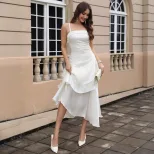 Elegant French Style Womens Maxi Dress Sweet Aesthetic Spaghetti Straps Perfect for Parties and