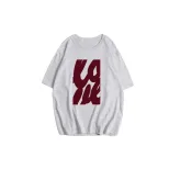 Womens Casual Loose Fit Cotton T Shirt Summer Short Sleeve Round Neck Simple Letter Print Versat