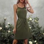 Sleeveless Off Shoulder Casual Beach Dress Lightweight Fabric Comfortable Fit Summer Style Whole