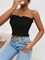 Womens Sexy Ruched Strapless Top Breathable Fabric Anti Slip Design Versatile Layering Ideal for