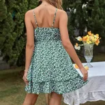 Floral Print Summer Dress Sweet Design Spaghetti Straps Vacation Style Available for Wholesale