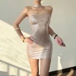 Bodycon Halter Dress Elegant Design Slim Fit Chic Style Perfect for Winter Parties Wholesale Ava