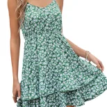 Floral Print Summer Dress Sweet Design Spaghetti Straps Vacation Style Available for Wholesale