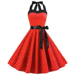 Polka Dot Maxi Dress Strapless Fitted Waist Vintage Style Perfect for Parties and Events Wholesa
