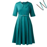 Elegant Solid Color African Dress Womens Fashion Short Sleeve Stylish Silhouette Perfect for Cas